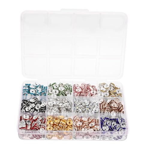 PLAFOPE 600 Stück DIY Rondelle Spacer Beads mit Strass Mehrfarbig Schmuckperlen für Armband Bastelperlen Schmuckherstellung Zubehör PLAFOPE 600 Stück DIY Rondelle Spacer Beads mit Strass Mehrfarbig Schmuckperlen für Armband Bastelperlen Schmuckherstellung Zubehör von PLAFOPE