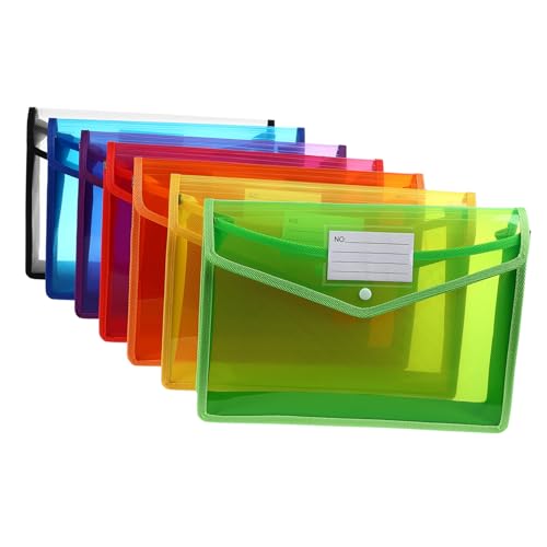 PLAFOPE 7 Stück Teiliges Transparente PP Kunststoff Dokumententaschen mit Druckknopfverschluss Dicke Robuste Dateiordner für Büro und Schule Farbige Organisationsmappen Langlebig und PLAFOPE 7 Stück Teiliges Transparente PP Kunststoff Dokumententaschen mit Druckknopfverschluss Dicke Robuste Dateiordner für Büro und Schule Farbige Organisationsmappen Langlebig und von PLAFOPE