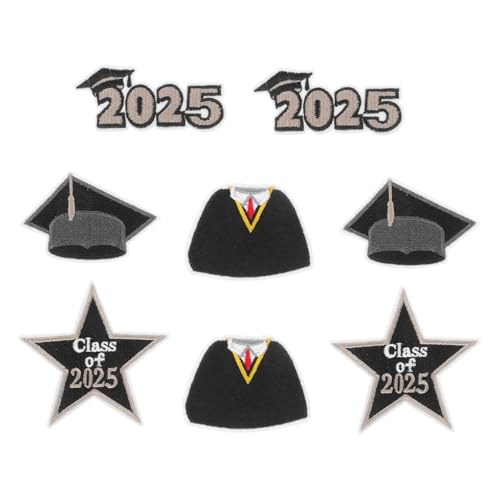 PLAFOPE 8 Stück Teiliges Dekorative Abschluss Patches mit Sternenmotiv Bestickte Bügelapplikationen für Abschlusskleidung und Mützen Einfaches Aufbügeln Farbecht DIY Aufnäher für Klasse von PLAFOPE