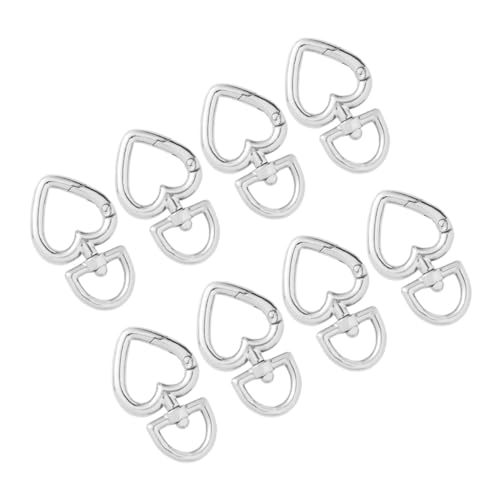 PLAFOPE 8 Stück Teiliges Herzförmige Metall Schlüsselringe mit Federdruckverschluss Drehbarer DIY Schlüsselanhänger Clip für Taschen Armbänder und Telefonanhänger Kreative Bastelringe von PLAFOPE