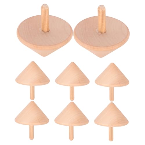 PLAFOPE 8 Stück Teiliges Holzkreisel bastelset für Unbemalte Langlebige Gyroskop spielzeuge aus Holz Fördert Hand Auge koordination und Kreative Gestaltung Mitbringsel und Interaktives von PLAFOPE
