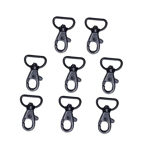 PLAFOPE 8 Stück Teiliges Schwarzer Karabinerhaken mit Drehbarem D Ring Robuster Lobster Claw Verschluss Langlebige Schlüsselanhänger Haken für Hundeleinen und Lanyards von PLAFOPE