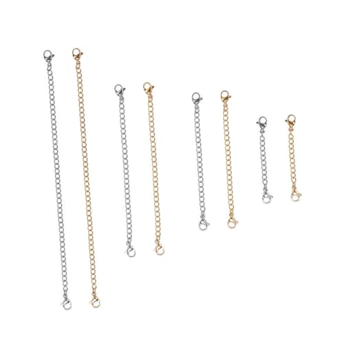 PLAFOPE 8 Stück Teiliges Verlängerungsketten mit Verstellbaren Doppel Karabiner Verschlüssen für Armbänder und Halsketten Langlebig Rostfrei für DIY Schmuckherstellung von PLAFOPE