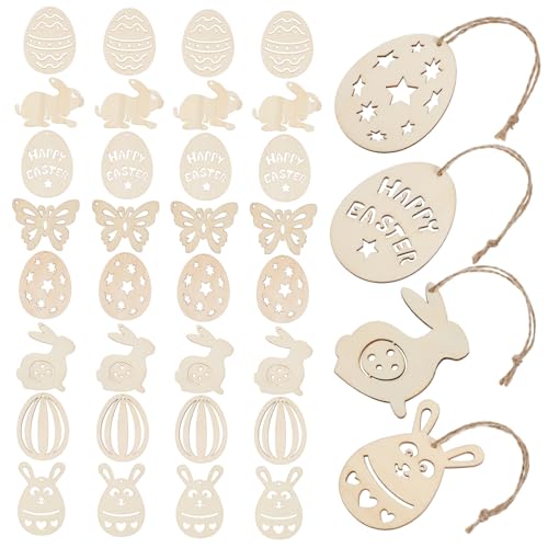PLAFOPE 80 Stück Teiliges Holzanhänger aus Robustem Unlackiertem Holz mit Hasen Schmetterlings und Eier Motiven zum Bemalen und Basteln Einfach Aufzuhängen für DIY Dekoration und PLAFOPE 80 Stück Teiliges Holzanhänger aus Robustem Unlackiertem Holz mit Hasen Schmetterlings und Eier Motiven zum Bemalen und Basteln Einfach Aufzuhängen für DIY Dekoration und von PLAFOPE