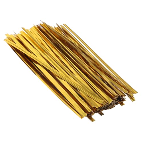 PLAFOPE 800 Stk. Goldene Bindedraht Kordeln Stabile Geschenkband Verschlüsse für Süßigkeiten Brottüten Fest Haltende Vielseitige Party Geschenkverpackungsschleifen von PLAFOPE