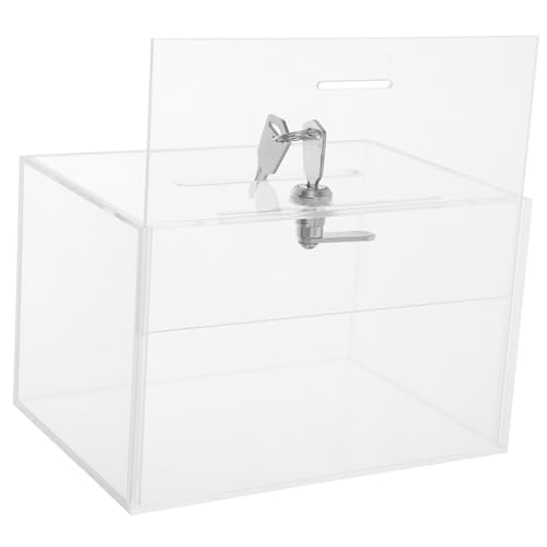 PLAFOPE Abschließbare Acryl votebox Transparent mit Schlitz für Feedbacksammlung Klare Wahlurne für Schule Büro Fundraising und Umfragen Langlebige Sichtbare Sammlungslösung von PLAFOPE