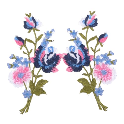 PLAFOPE Blumenstickstätte Blumenbeet aus Stoff gestickte Stoffflecken gestickte Flicken zum Aufbügeln Aufnäher für Bekleidungsstücke Aufnäher mit Blumen Baumwolle von PLAFOPE
