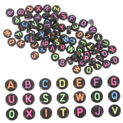 PLAFOPE Bunte Buchstabenperlen aus Kunststoff Flache DIY Schmuckperlen für Armbänder Halsketten Kreative Bastelperlen zum Auffädeln und Schmuckherstellung von PLAFOPE