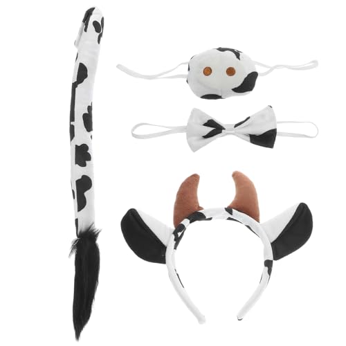PLAFOPE Cosplay Tierkostüm Kuh mit Kopfband Schleife und Falscher Nase Weiches Ohr design für Faschingskostüme Party Bühne und Verkleidung von PLAFOPE