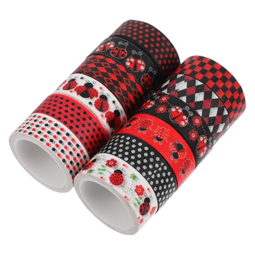 PLAFOPE DIY Marienkäfer Washi Tape Dekoratives Klebeband für Scrapbooking Journaling Kartengestaltung Vielseitiges Masking Tape für Bastelprojekte und Partydekorationen von PLAFOPE