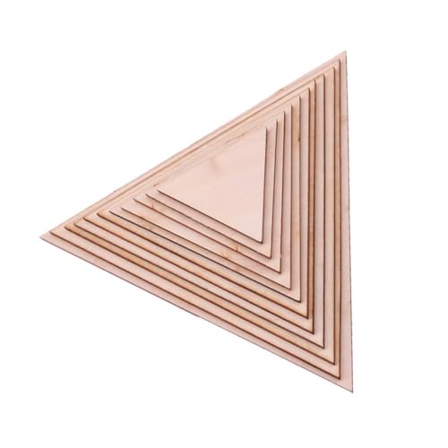 PLAFOPE Dreieckige Holzausschnitte, glatt, 10 Stück, ideal für Bastelarbeiten, Dekorationen, Geschenkherstellung, 10 Stück von PLAFOPE