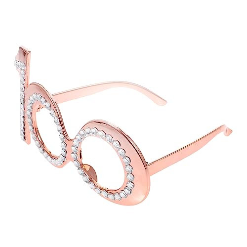 PLAFOPE Geburtstagsbrille Spaßbrille für Party dekorativ retro Papierbrillen-Party leuchtbrillen lustige schnapsgläser sonnenbrillen Partyzubehör kreative Brillen Plastik Rose Gold von PLAFOPE