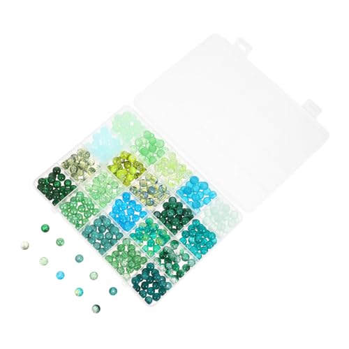 PLAFOPE Grüne Glasperlen für Schmuckherstellung Große Lochrundperlen für Armbänder Halsketten Ohrringe Poliert Vielseitig für DIY Frühling Sommer Accessoires Inklusive Aufbewahrungsbox von PLAFOPE