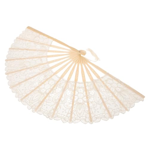 PLAFOPE Handfächer Handgehalten aus Beständigem Holz mit Filigraner Spitze Design für Tanz Hochzeit und Dekorative Verwendung Leichter Tragbarer Orientalischer Fächer in von PLAFOPE