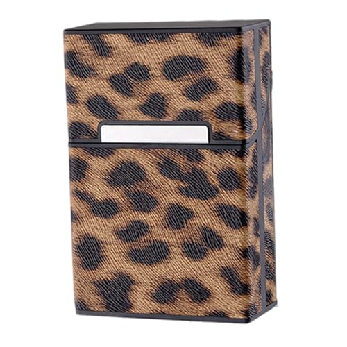 PLAFOPE Leopard Muster Zigarettenbox Kapazität Kunststoff Schutzhülle mit Magnetverschluss Stoßfest Tragbar und Praktisch für Unterwegs Modisches Aufbewahrungsetui für Zigarettenraucher von PLAFOPE