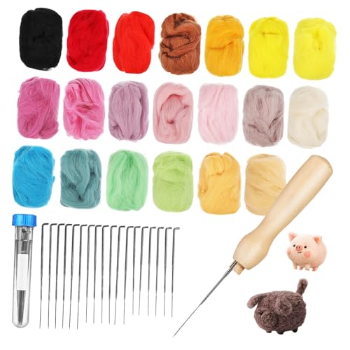 PLAFOPE Nadelfilzset für Anfänger Farben Wollvlies mit Filznadeln in Drei Stärken und Großem Blauen Filzblock Umfassendes DIY Filz Präzises Nadelfilzen und Kreative Bastelideen PLAFOPE Nadelfilzset für Anfänger Farben Wollvlies mit Filznadeln in Drei Stärken und Großem Blauen Filzblock Umfassendes DIY Filz Präzises Nadelfilzen und Kreative Bastelideen von PLAFOPE