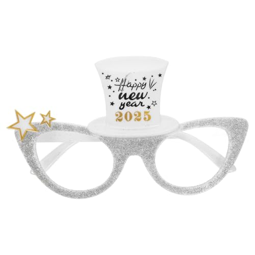 PLAFOPE Neujahrs-partybrille Silber Glitzernd Lustige Fotorequisite Partyzubehör Trendiges Accessoire Für Jung und Alt von PLAFOPE