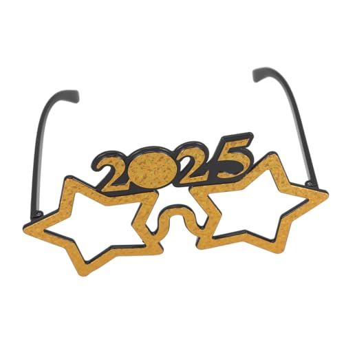 PLAFOPE Neujahrsbrille Partybrille mit Sternmotiv Lustige Brille für Silvester Feier Neujahrsparty Zubehör Spaßige Fotorequisite in Gold PLAFOPE Neujahrsbrille Partybrille mit Sternmotiv Lustige Brille für Silvester Feier Neujahrsparty Zubehör Spaßige Fotorequisite in Gold von PLAFOPE