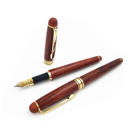 PLAFOPE Rosewood Füllfederhalter Set mit Schwarzer Holzbox Ridium feder für Sanftes Schreiben Elegantes Büro Schulzubehör Schlanker Leichter Füller Geschenk zu Schulbeginn und von PLAFOPE