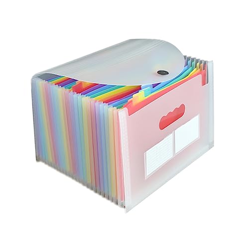 PLAFOPE Transparentes Lagiges Fächermäppchen mit Deckel Bunte Mehrfarbige Dokumentenmappe aus Hochwertigem Kunststoff Leichter Tragbarer Organizer für Quittungen und Akten für von PLAFOPE