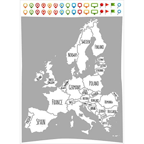 PLAGE 152816 Deko Wandaufkleber - Karte von Europa, Vinyl, Mehrfarbig, 68 x 0.1 x 47,7 cm von PLAGE