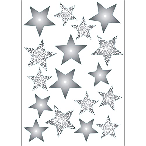 PLAGE Electrostatic Sticker for Christmas VERSILBERTE Sterne, Plastik, Colorful, 29,7 x 0,1 x 21 cm von PLAGE