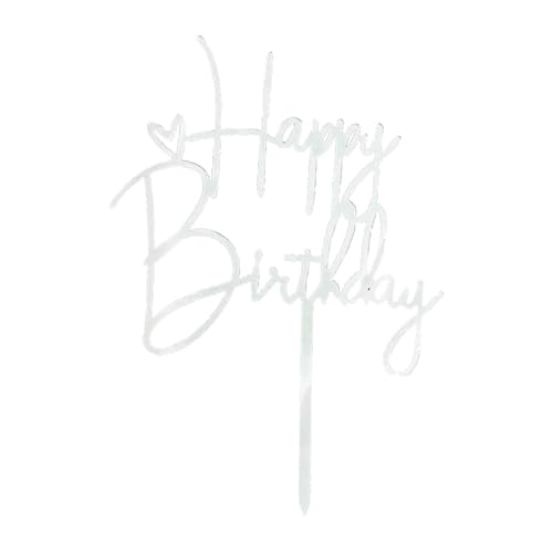 Happy Birthday Cake Topper Birthday Cake Decoration Party Cake Supplies (Silver Cake Topper) von PLAP