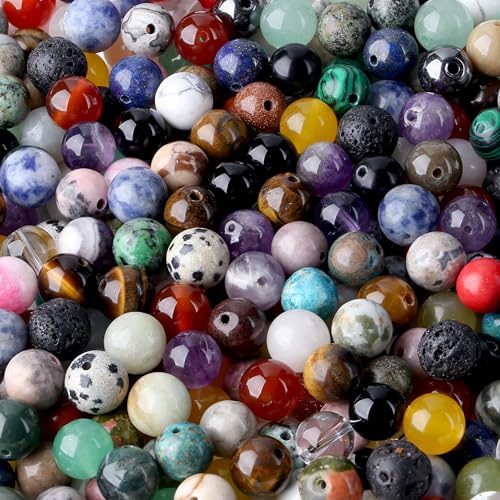 8mm Perlen mit Loch, natürliche Wasserfärbung, Bunte Mischung, 100 Stück Glasperlen für DIY Armbänder Schmuckherstellung Dekoration von PLATEYTR