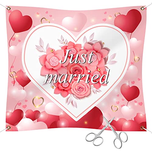 Hochzeitsherz zum Ausschneiden Just Married | Perfektes Hochzeitsgeschenk | Inklusive 2 Scheren | Mit Schlaufen zum Festhalten | 2m x 1.80m zum Durchschreiten des Brautpaares Hochzeitsherz zum Ausschneiden Just Married | Perfektes Hochzeitsgeschenk | Inklusive 2 Scheren | Mit Schlaufen zum Festhalten | 2m x 1.80m zum Durchschreiten des Brautpaares von PLATEYTR