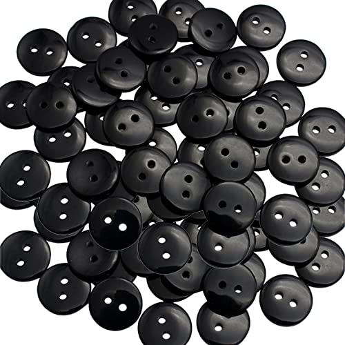 100 Stück Knöpfe, Schwarz Kunstoff Bastelknöpfe, Rund Nähen Harzknöpfe mit 4 Ösen, Basis Knöpfe zum Stricken mit Aufbewahrungsbox zum Ersatz Painting Geschenk Deko, 9mm von PLATEYTR