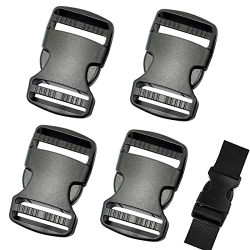 4 Stück Double Side Release Schnallen Clips- Steckverschluss, Kunststoff Klickverschluss, Klippverschluss, Steckschnalle, Ersatzschnalle, Klippverschlüsse für Rucksack (38mm) von PLATEYTR