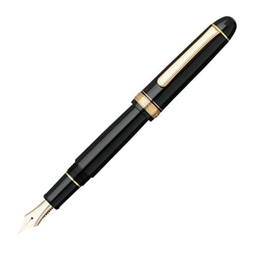PLATINUM Japanischer Füllfederhalter #3776 Century Gold Trim Black in Black UEF/Schwarz/ 0,18-0,24 mm/Handgefertigt/Feder aus 14-Karätigem Gold/mit Geschenkbox/Füllhalter PLATINUM Japanischer Füllfederhalter #3776 Century Gold Trim Black in Black UEF/Schwarz/ 0,18-0,24 mm/Handgefertigt/Feder aus 14-Karätigem Gold/mit Geschenkbox/Füllhalter von PLATINUM