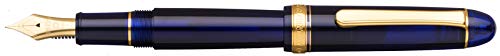 PLATINUM Japanischer Füllfederhalter #3776 Century Gold Trim Chartres Blue EF/Blau/ 0,24-0,28 mm/Handgefertigt/Feder aus 14-Karätigem Gold/mit Geschenkbox/Füllhalter, PNB15000-51EF von PLATINUM