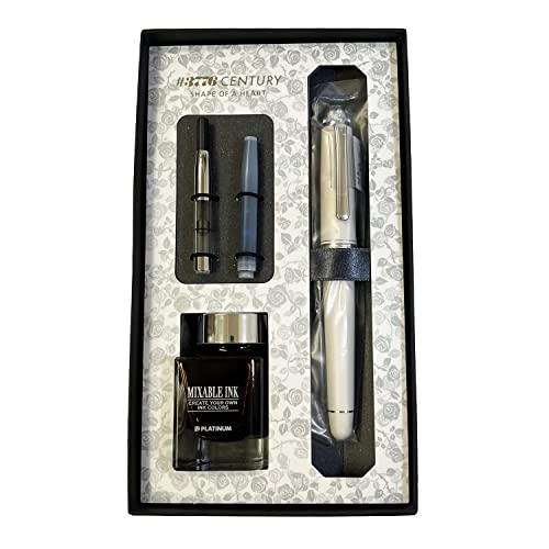 PLATINUM Japanischer Füllfederhalter 3776 Century Shape of a Heart/Nib/Feder: EF/Handgefertigt/Feder aus 14-Karätigem Gold/mit Geschenkbox/Füllhalter Weiße von PLATINUM