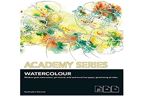 PLAY-CUT Academy Series Aquarellpapier A3 (Weiß) | Aquarellblock 300g/m2 mit 15 Blättern Aquarell Papier | Malblock Din A3 | Watercolor Block für Aquarellfarben von PLAY-CUT