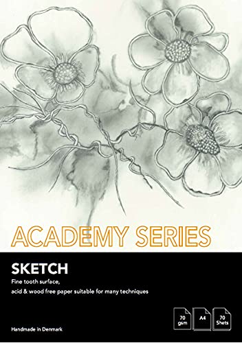 PLAY-CUT Academy Series Zeichenblock A4 Weiß (70g/m2) | 70 Bogen Din A4 Papier Block für Skizzen Zeichnen | Praktisches Sketchbook & Drawing Pad | Premium Zeichenbuch Skizzenbuch A4 von PLAY-CUT