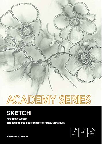 PLAY-CUT Academy Series Zeichenblock A5 Weiß (70g/m2) | 70 Bogen Din A5 Papier Block für Skizzen Zeichnen | Praktisches Sketchbook & Drawing Pad | Premium Zeichenbuch Skizzenbuch A5 von PLAY-CUT