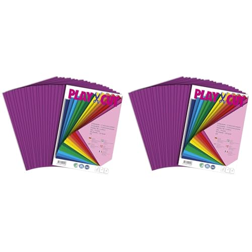 PLAY-CUT Tonpapier A4 Lila (130g/m2) | 20 Bogen Din A4 Papier zum Basteln Drucken | Dickes Bedruckbares Bastelpapier Set und Druckerpapier A4 | Premium Tonzeichenpapier & Craft Paper (Packung mit 2) von PLAY-CUT