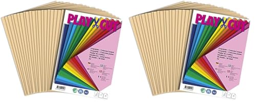 PLAY-CUT Tonpapier A4 Sandbraun (130g/m2) | 20 Bogen Din A4 Papier zum Basteln Drucken | Dickes Bedruckbares Bastelpapier Set und Druckerpapier A4 | Premium Tonzeichenpapier & Craft Paper von PLAY-CUT