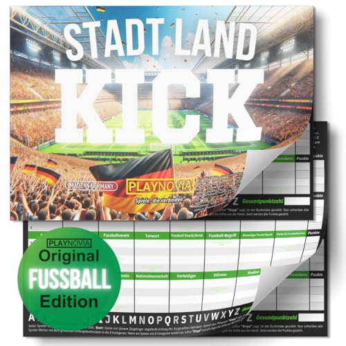 PLAYNOVIA Stadt Land Kick - Fussball Edition | Das Must-Have Familienspiel für alle Fußballfans! von PLAYNOVIA