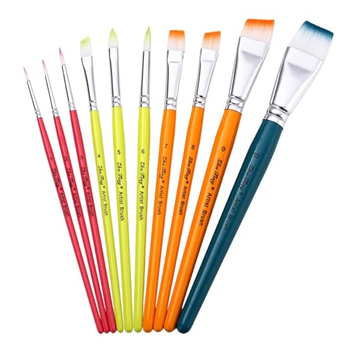 10 Stcs Face Body Paint Pinsel Flachpinsel Pinsel Nylon Haarmalerei Pinsel Künstler Pinsel Für Aquarellmalerei von PLCPDM