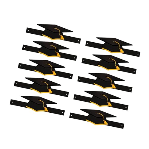 10 Stück Papier-Abschlusshut mit Quasten, einfach zu montieren, Kopfbedeckung für Schulzeremonien und Feiern 10 Stück Papier-Abschlusshut mit Quasten, einfach zu montieren, Kopfbedeckung für Schulzeremonien und Feiern von PLCPDM