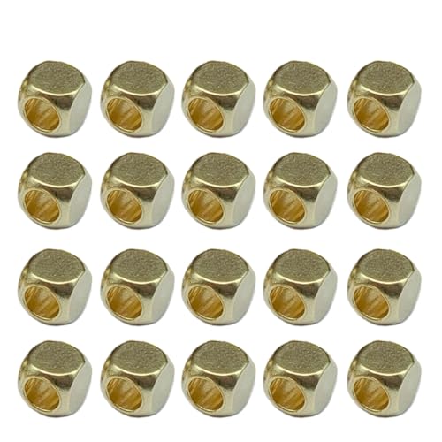20 Stück Kupfer-Isolat-Messing-Perlen, Zubehör, runde/quadratisch, Paracord-Perlen für DIY-Schmuckherstellung von PLCPDM