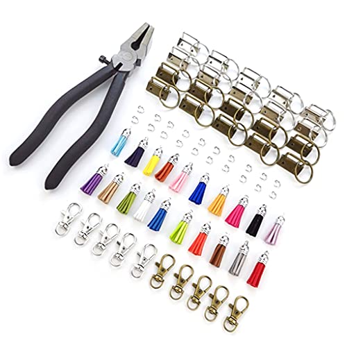 70-teiliges Set zur Herstellung von Schlüsselanhängern, Zubehör für Schlüsselband zur Herstellung von Schlüsselanhängern, Quasten-Set mit 1 x Montage-Schlüssel-Hardware mit Zange, bunte Quasten 70-teiliges Set zur Herstellung von Schlüsselanhängern, Zubehör für Schlüsselband zur Herstellung von Schlüsselanhängern, Quasten-Set mit 1 x Montage-Schlüssel-Hardware mit Zange, bunte Quasten von PLCPDM