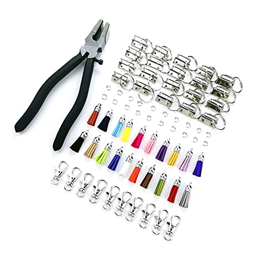 71-teiliges Schlüsselanhänger-Hardware-Set zur Herstellung von Schlüsselanhängern, bunte Lederquasten für Schlüsselanhänger, mit 1 x H-Schlüssel-Hardware-Set mit bunten Quasten 71-teiliges Schlüsselanhänger-Hardware-Set zur Herstellung von Schlüsselanhängern, bunte Lederquasten für Schlüsselanhänger, mit 1 x H-Schlüssel-Hardware-Set mit bunten Quasten von PLCPDM