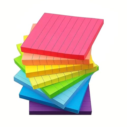 Haftnotizen, buntes Notizpapier, Taschen-Schreibblock, selbstaschend, liniert, 50 Blatt/Block, 8 Stück von PLCPDM