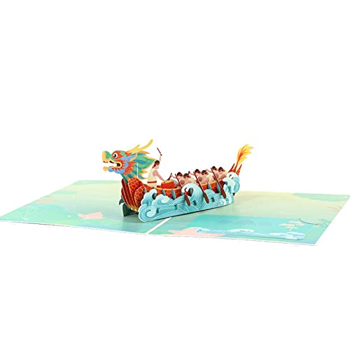 PLCPDM Dragon Boats Festival Grußkarte 3D Karten Für Urlaub Neujahrsgeburtstagskarte Mit Umschlaggeschenken von PLCPDM
