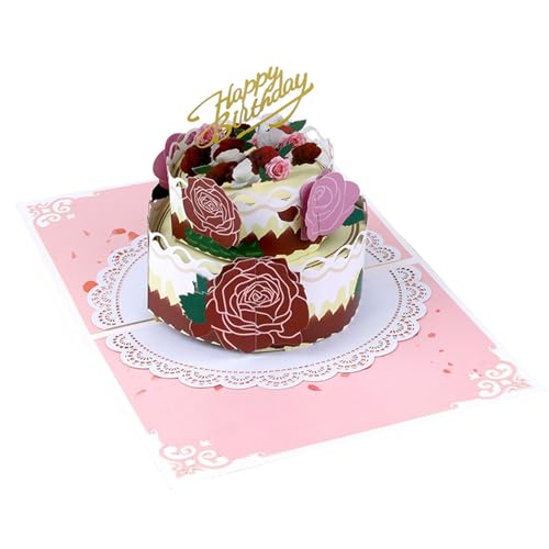 PLCPDM Kreative 3D Faltbare Geburtstagskarte Für Männer Frauen Kinder Überraschung Rosenkuchen Design Mit Blanks Notcard Und Umschlag PLCPDM Kreative 3D Faltbare Geburtstagskarte Für Männer Frauen Kinder Überraschung Rosenkuchen Design Mit Blanks Notcard Und Umschlag von PLCPDM