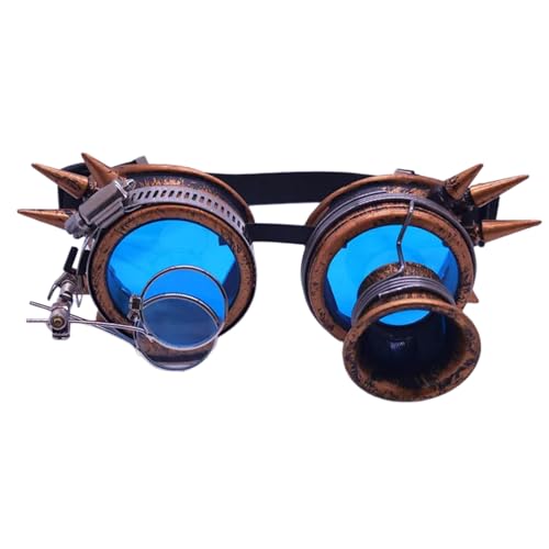 PLCPDM Punk Cyber Gotik Cosplay Sonnenbrille Vintage Sterevunk Brille Halloween Gesicht mit Gummiband Geschenke von PLCPDM