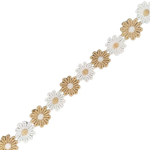 PLCPDM Spitzenband mit Blumenmuster, bestickt, für Hochzeitskleid, Kleidung, Verzierung, 13,7 m, 25 mm breit von PLCPDM